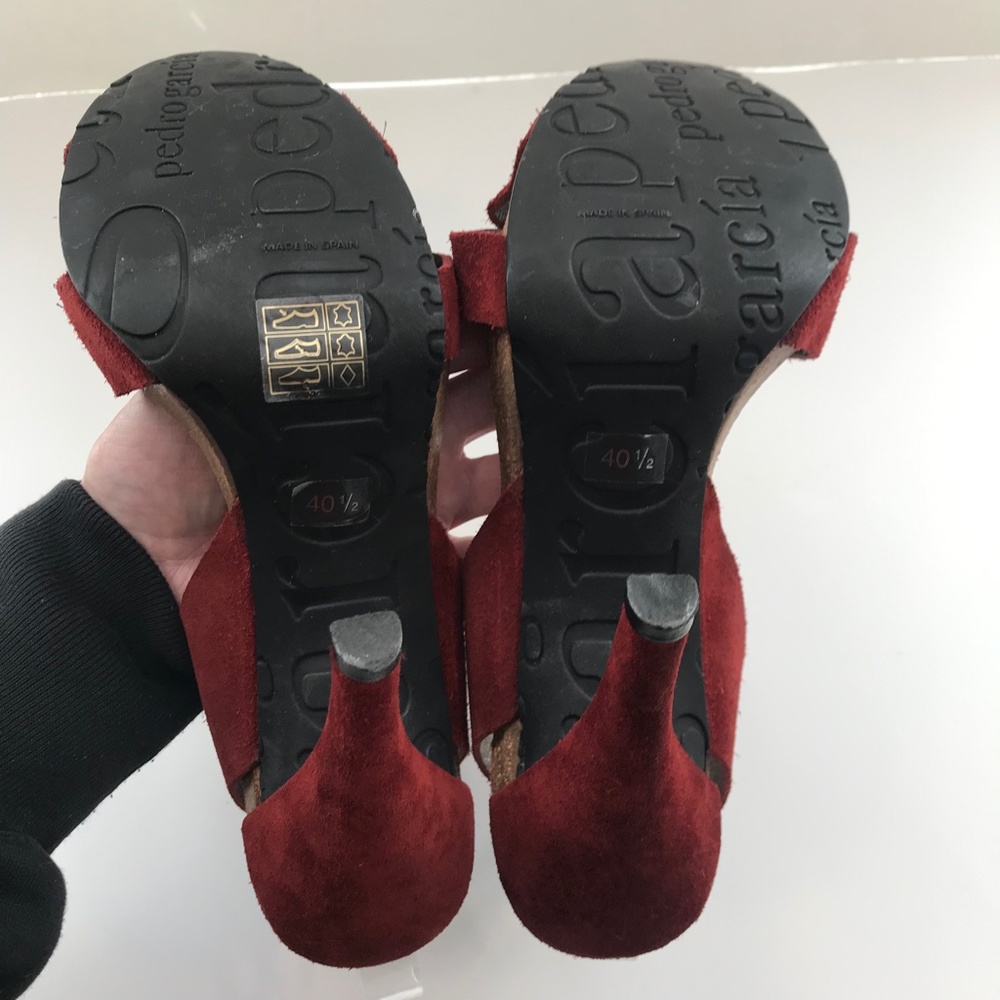 Pedro Garcia Red Suede Ankle Strap Platform Sandals US 10.5/40.5 Open-Toe - Picture 7 of 10